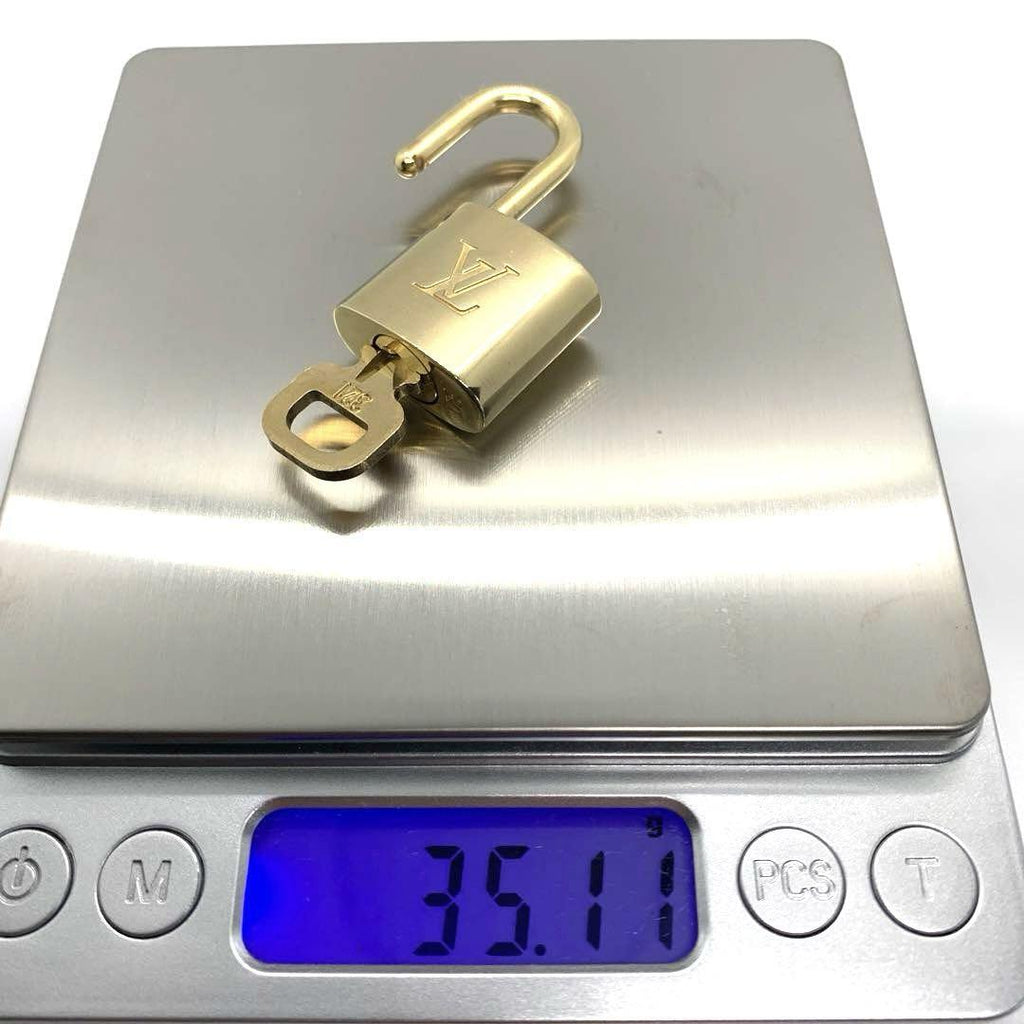 LOUIS VUITTON PadLock Lock & Key Brass Gold Authentic Number random JP Used