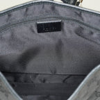 Gucci GG Canvas Shoulder Bag 30cm Black Leather Trim Vintage Used 07E263740009