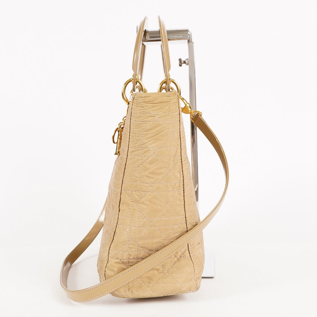 Christian Dior Vintage Lady Bag Cannage Quilt Nylon Medium beige 02A083946805