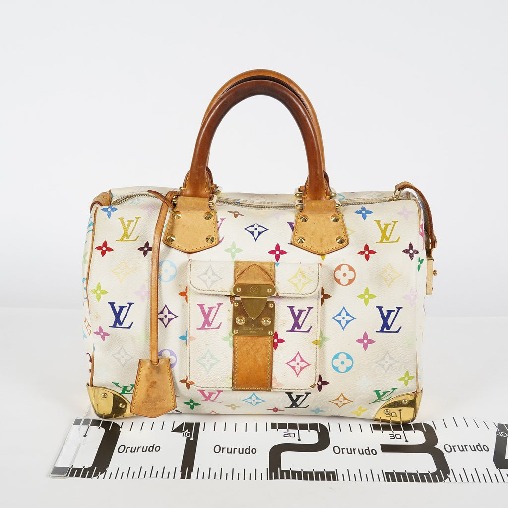 Louis Vuitton Speedy 30 M92642 Monogram Multicolore White Bag Used 08E107150008