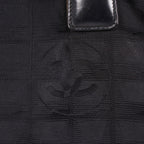 Chanel Old Travel Line Tote MM Black Nylon Shoulder Bag CC Used 06E111155030