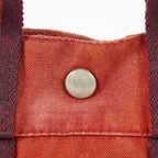 Hermes Fourre-Tout TPM Red Canvas Tote Bag Used Vintage Auth 09E06385011