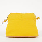 Hermes Bolide Pouch 23 Yellow Canvas Leather Trim Zip Pouch Bag Used 08E33825007