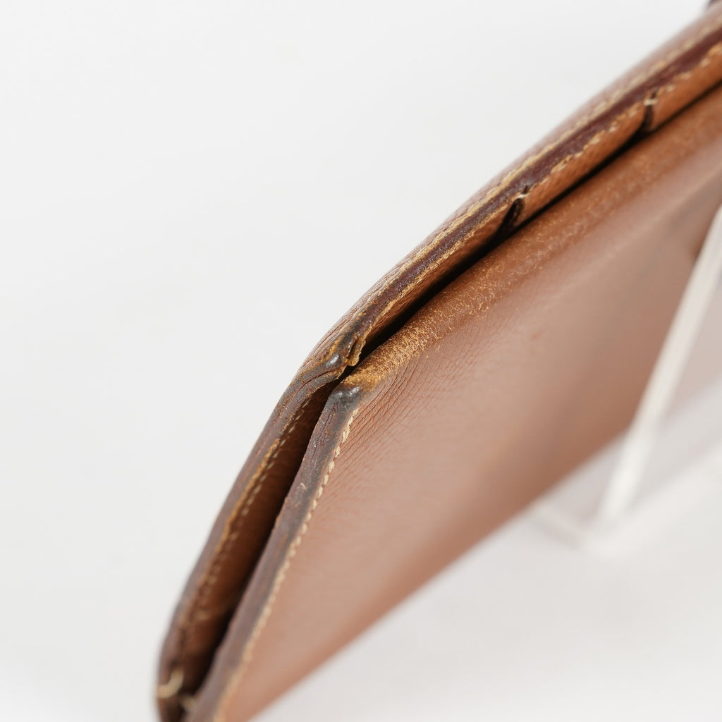 Hermes Bearn Soufflet Long Wallet Brown Leather Gold Hardware Used 08E022090008