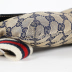 GUCCI GG Canvas Waist Belt Bag Beige Navy Sherry Web Vintage Used 08E162530010