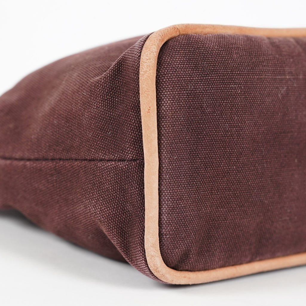 Hermes Bolide Pouch 25 MM Brown Cotton Canvas Cosmetic Pouch Used 07E25781009