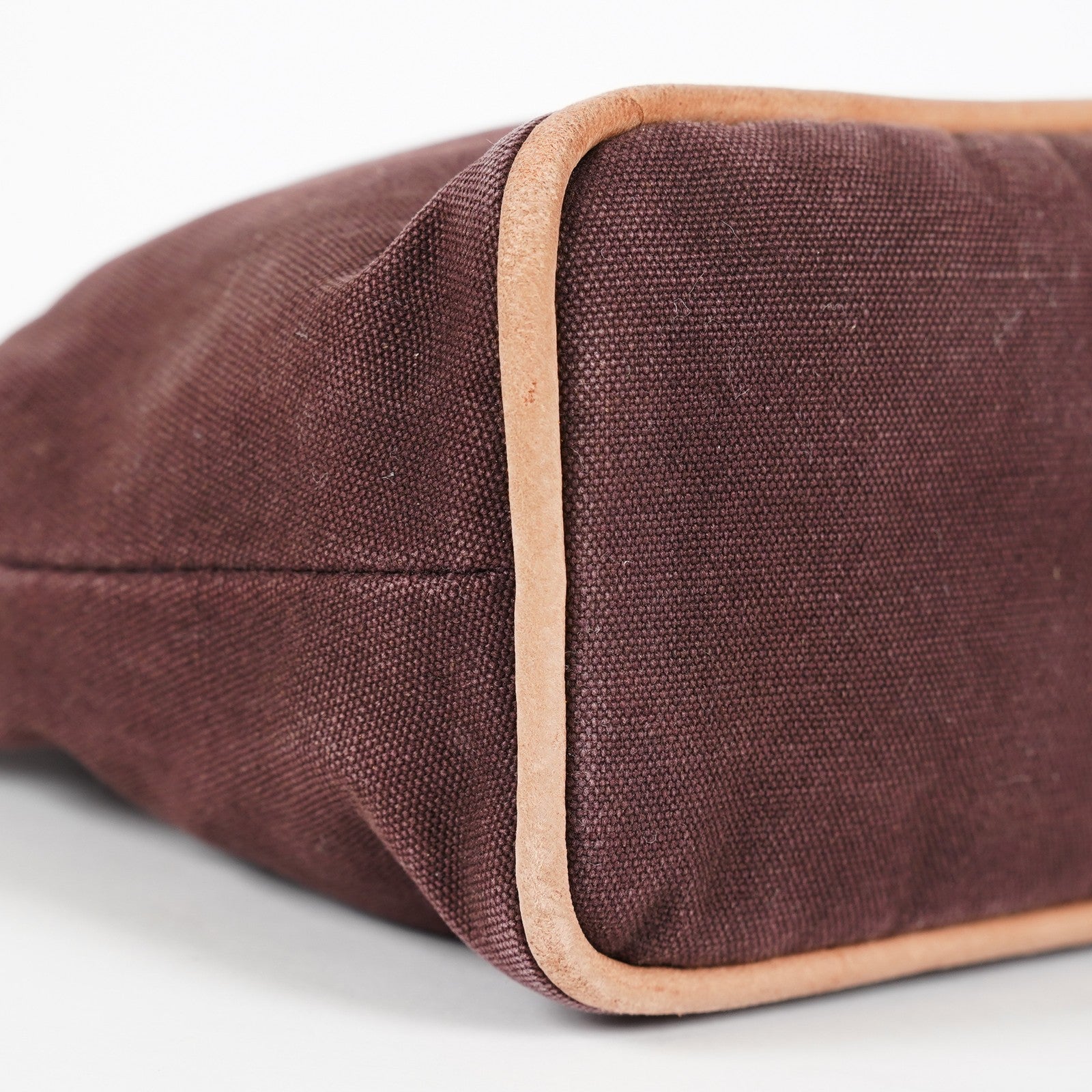 Hermes Bolide Pouch 25 MM Brown Cotton Canvas Cosmetic Pouch Used 07E25781009