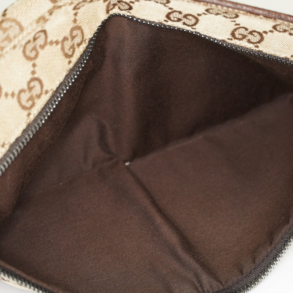 Gucci GG Canvas Waist Bag Belt Bag Beige Brown Leather Used Vintage 08A132516803