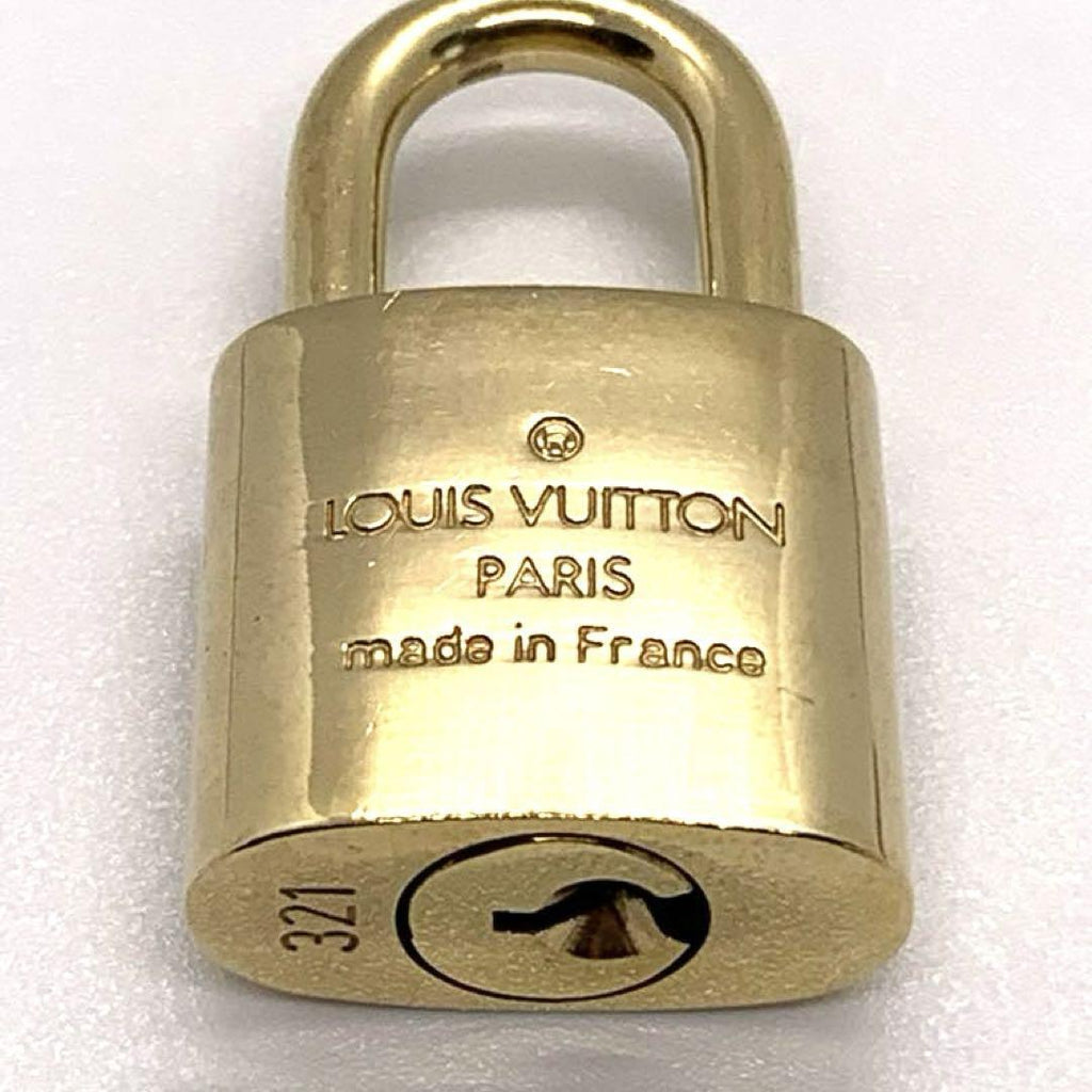 LOUIS VUITTON PadLock Lock & Key Brass Gold Authentic Number random JP Used