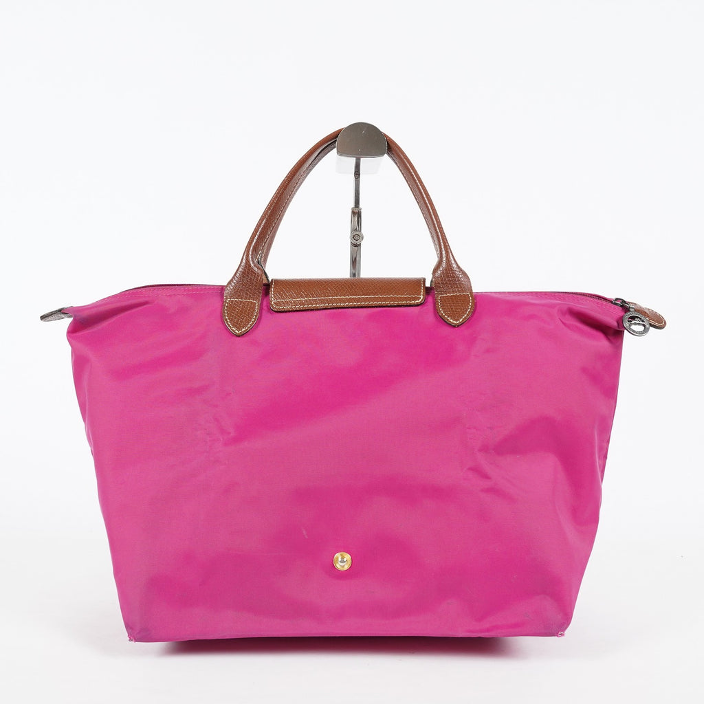 Longchamp Le Pliage Top Handle Tote 30cm Pink Nylon Used Handbag 08E17495007