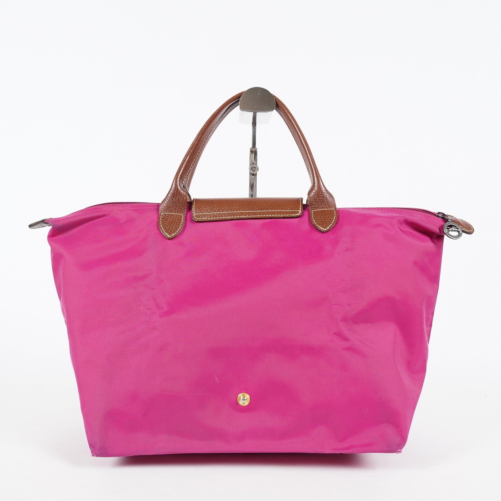 Longchamp Le Pliage Top Handle Tote 30cm Pink Nylon Used Handbag 08E17495007