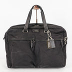 Coach Varick Briefcase Business Bag Brown Nylon Leather Tablet Laptop XY90