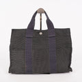 Hermes Herline MM Tote Bag Gray Canvas H Logo Used 07E20825001