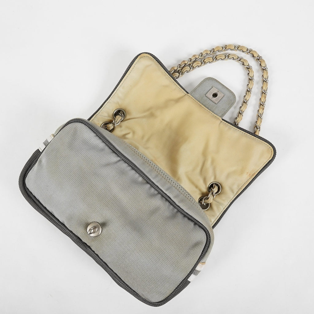 Chanel Chocolate Bar Quilted Turn Lock Shoulder Bag Beige Leather 07E317370012