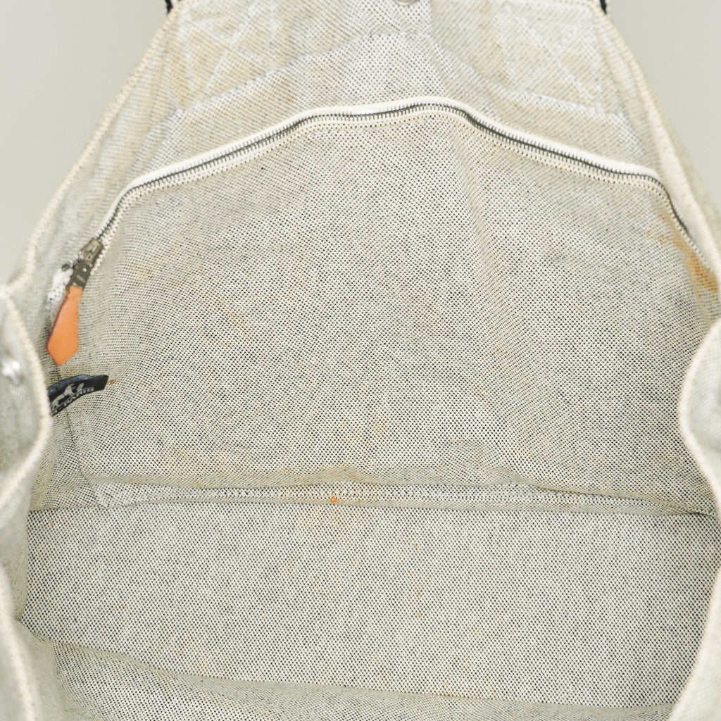 Hermes Fourre-Tout MM Gray Canvas Tote Hand Bag Used Vintage Auth 07E27825005