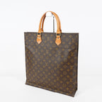 Louis Vuitton M51140 Monogram Sac Plat Tote Bag Brown Canvas Used 08E132310002