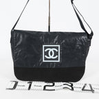 Chanel Sports Line CC Messenger Shoulder Bag Black Canvas Used 07E022640017
