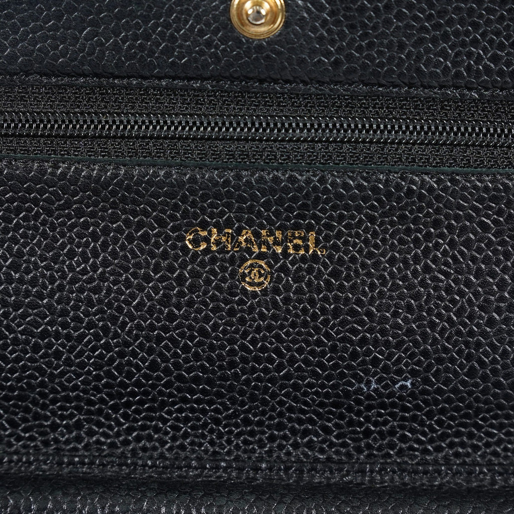 Chanel Caviar Quilted Wallet On Chain WOC Black Crossbody Bag Gold 07E2620790012