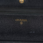 Chanel Caviar Quilted Wallet On Chain WOC Black Crossbody Bag Gold 07E2620790012