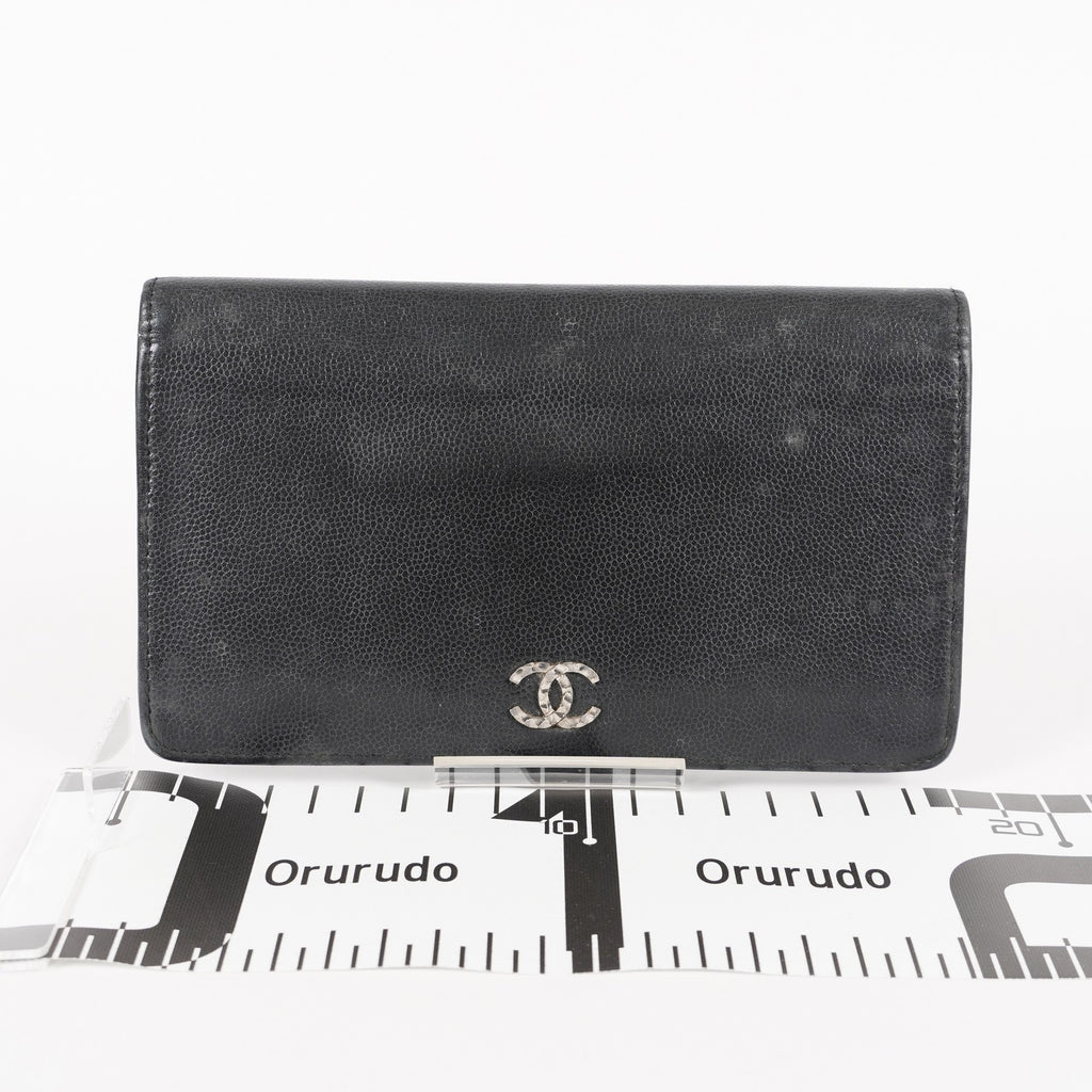 Vintage CHANEL Leather Black Bifold Wallet Classic Purse 05E412310016