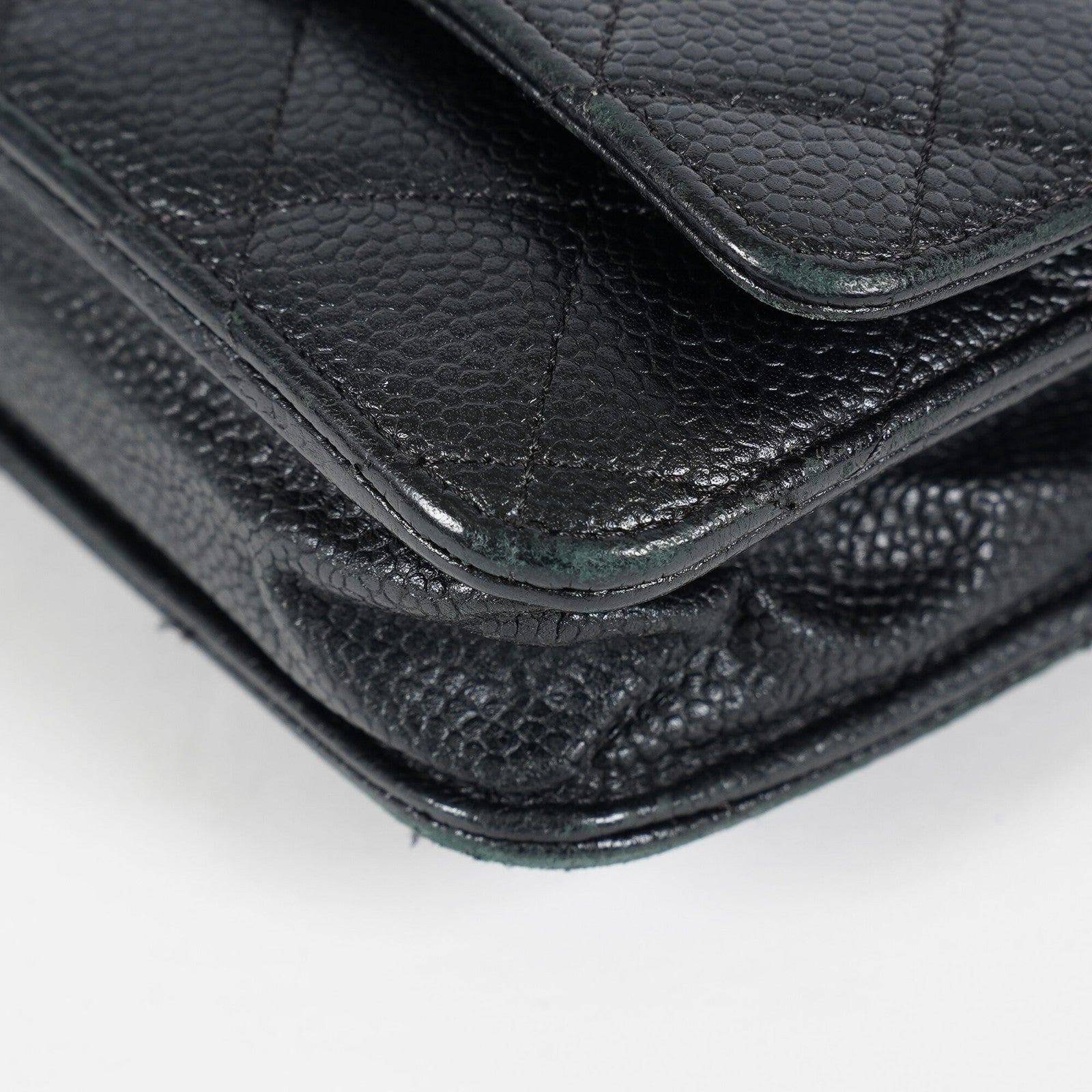 Chanel Caviar Quilted Wallet On Chain WOC Black Crossbody Bag Gold 07E2620790012