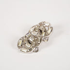 Chanel Coco Mark Rhinestone Bucket Earrings Silver Plated Women's 05E613300016