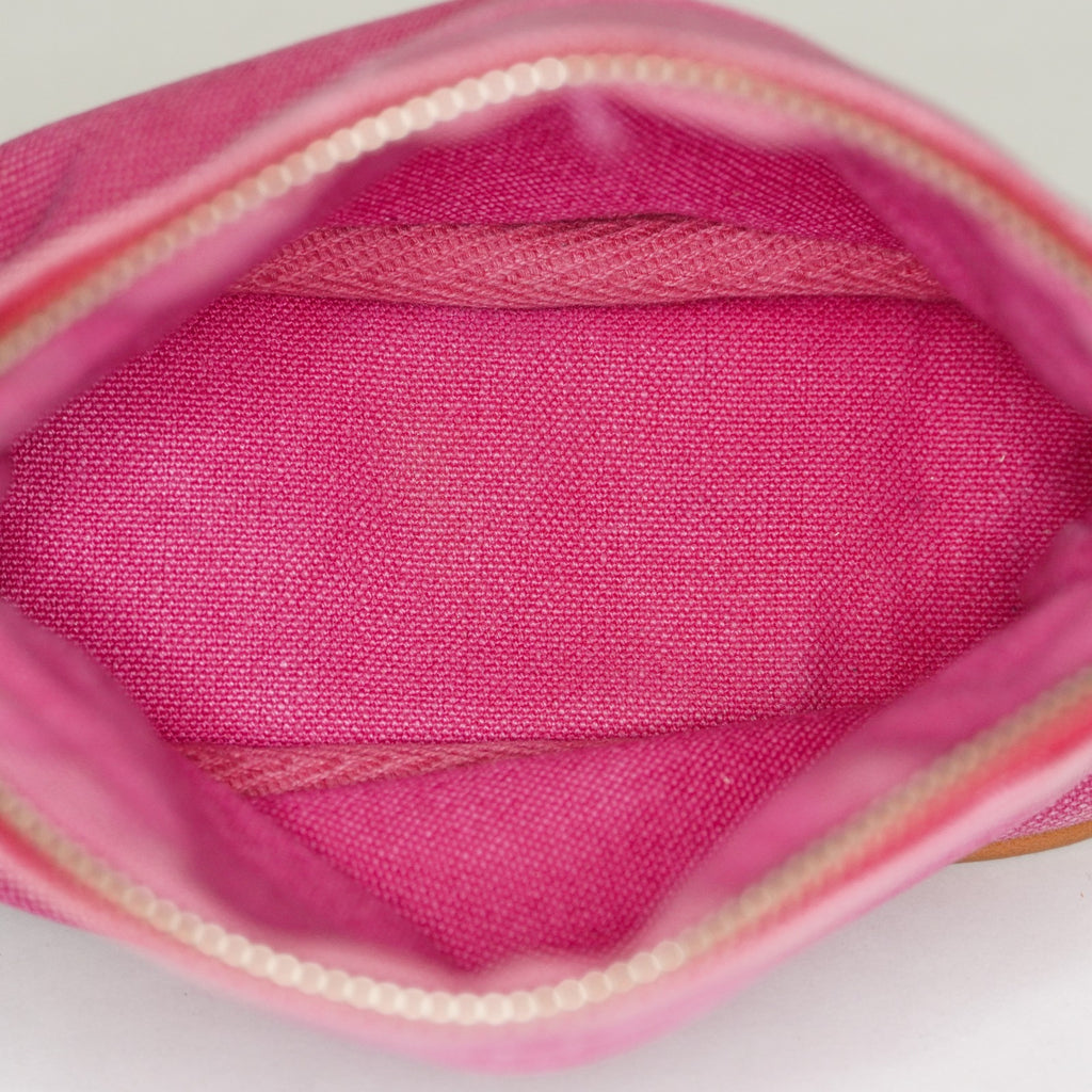 Hermes Bolide Pouch Mini Mini Pink Canvas Leather Used 07E27825001