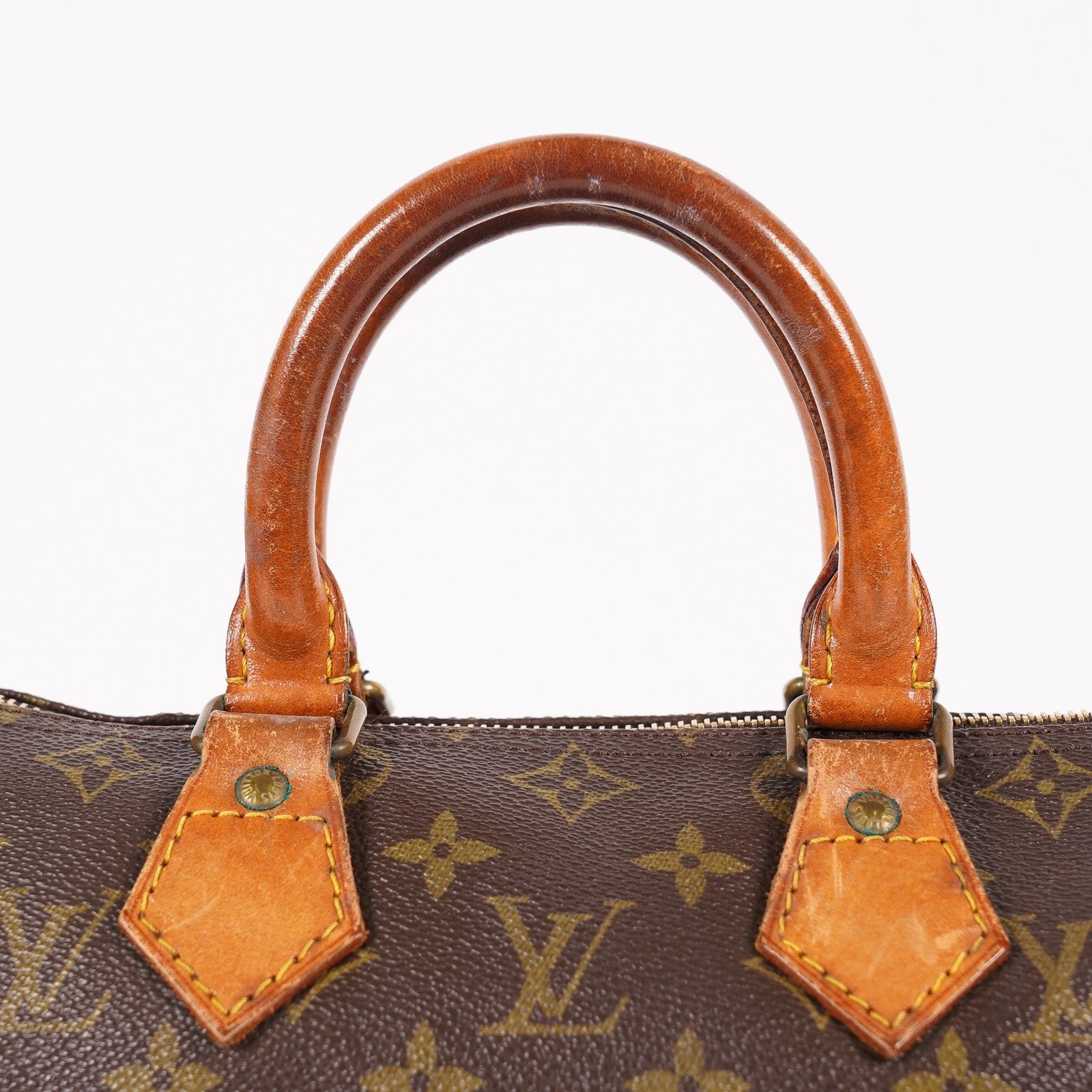 Louis Vuitton Speedy 25 M41528 Monogram Canvas Boston Handbag Brown 07E057150004