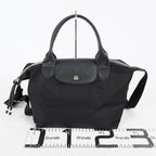 Longchamp Le Pliage 2Way Top Handle Bag 28cm Black Nylon Used 08E141320007