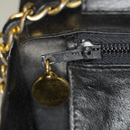 Chanel Calfskin Flap Chain Shoulder Bag 25cm Black Used Vintage CC 08E1011440006