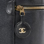 CHANEL Caviar Skin CC Vanity Bag Black Gold Hardware Vintage Case 08E047150002