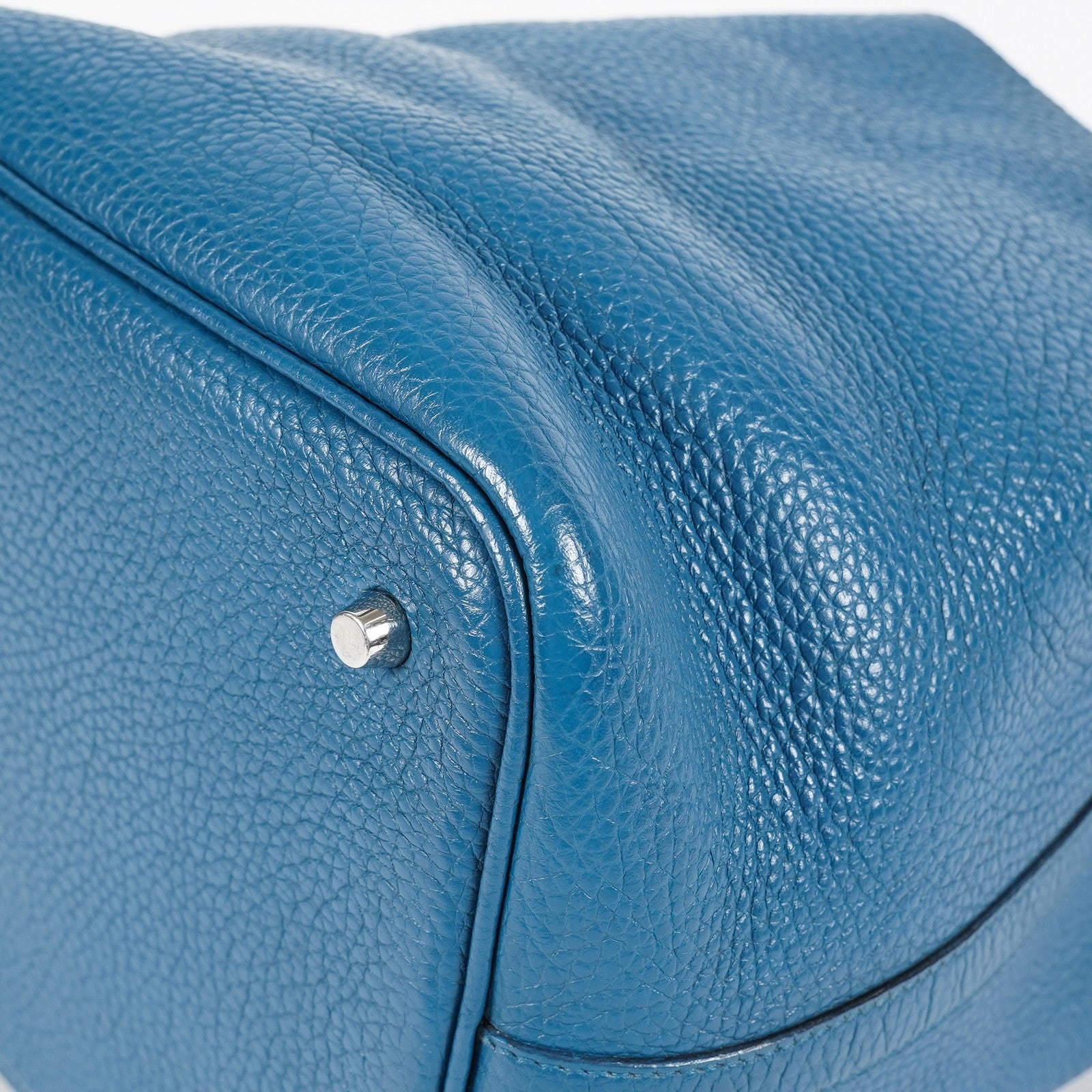 Hermes Picotin Lock MM Taurillon Clemence Leather Bag Blue Used 07E2822660025
