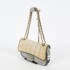 Chanel Chocolate Bar Quilted Turn Lock Shoulder Bag Beige Leather 07E317370012