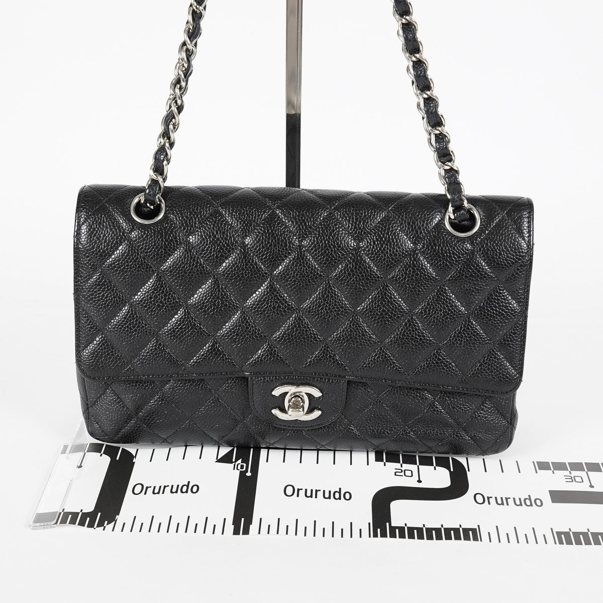Chanel Matelasse Caviar Double Flap 25 Black Chain Shoulder Bag 08A2281796023