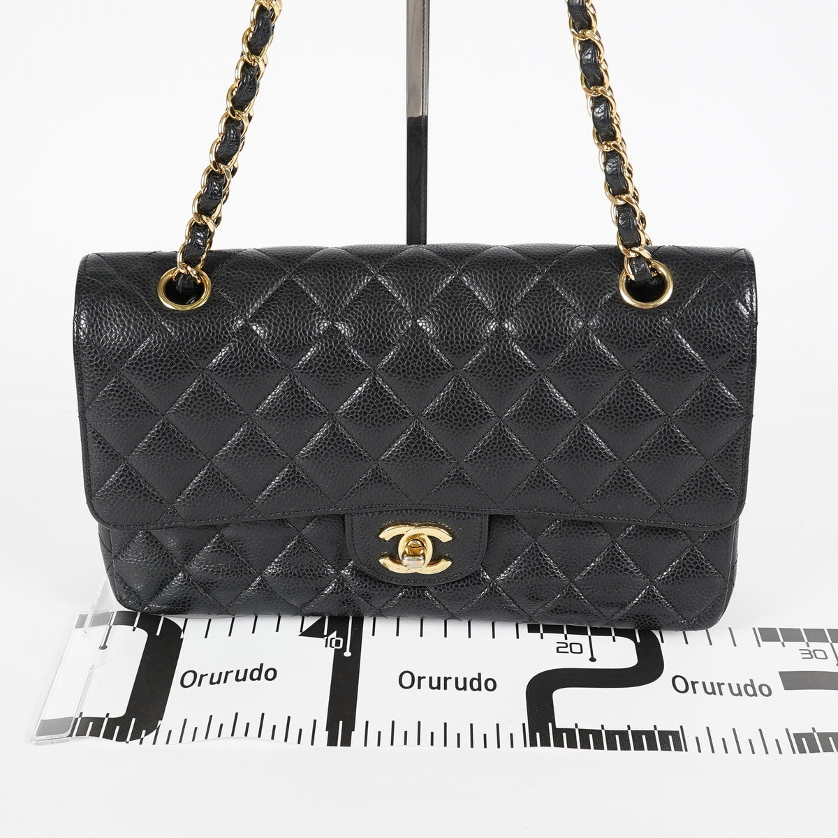 Chanel Matelasse Caviar Double Flap 25 Black Chain Shoulder Bag 08A2181567223
