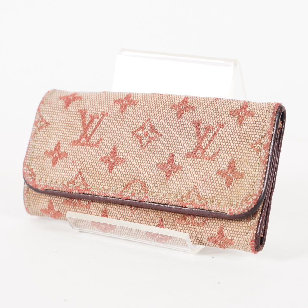 Auth Louis Vuitton Monogram Fabric & Leather Ring Key Case Key Holder  XY213