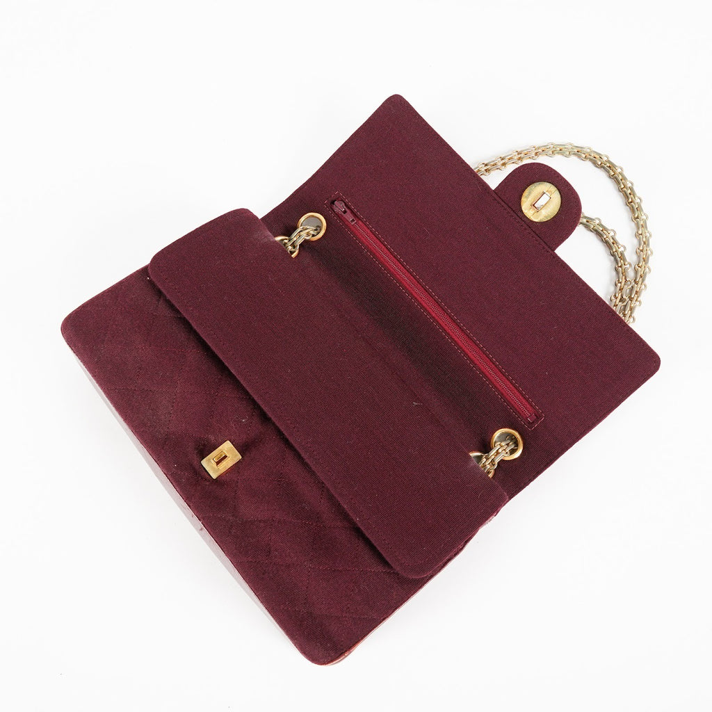 CHANEL Matelasse Double Flap 25 Shoulder Bag Suede Burgundy Used 07E1519360027