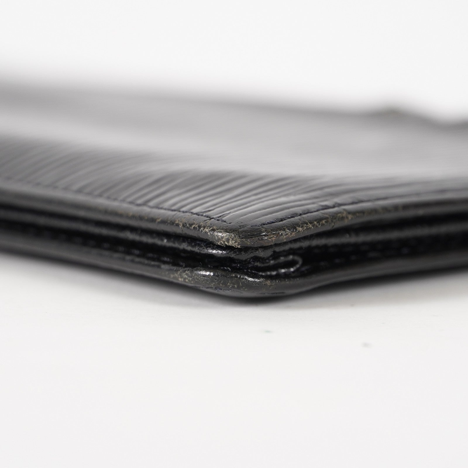 Louis Vuitton LV Long Wallet Portefeuille Brazza M63382 Black Epi Auth XY214