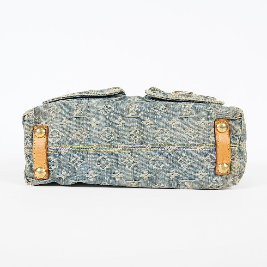 Louis Vuitton M95049 Monogram Denim Baggy Shoulder Bag Blue Used 07E019570019