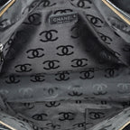 CHANEL CC Logo Tote Bag 40cm Black Leather Silver Hardware Used 07E1711440027