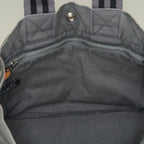 Hermes Fourre-Tout PM Tote Bag Gray Canvas Black Stripe Used Vintage 06E01825030