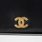 Chanel Calfskin Flap Chain Shoulder Bag 25cm Black Used Vintage CC 08E1011440006