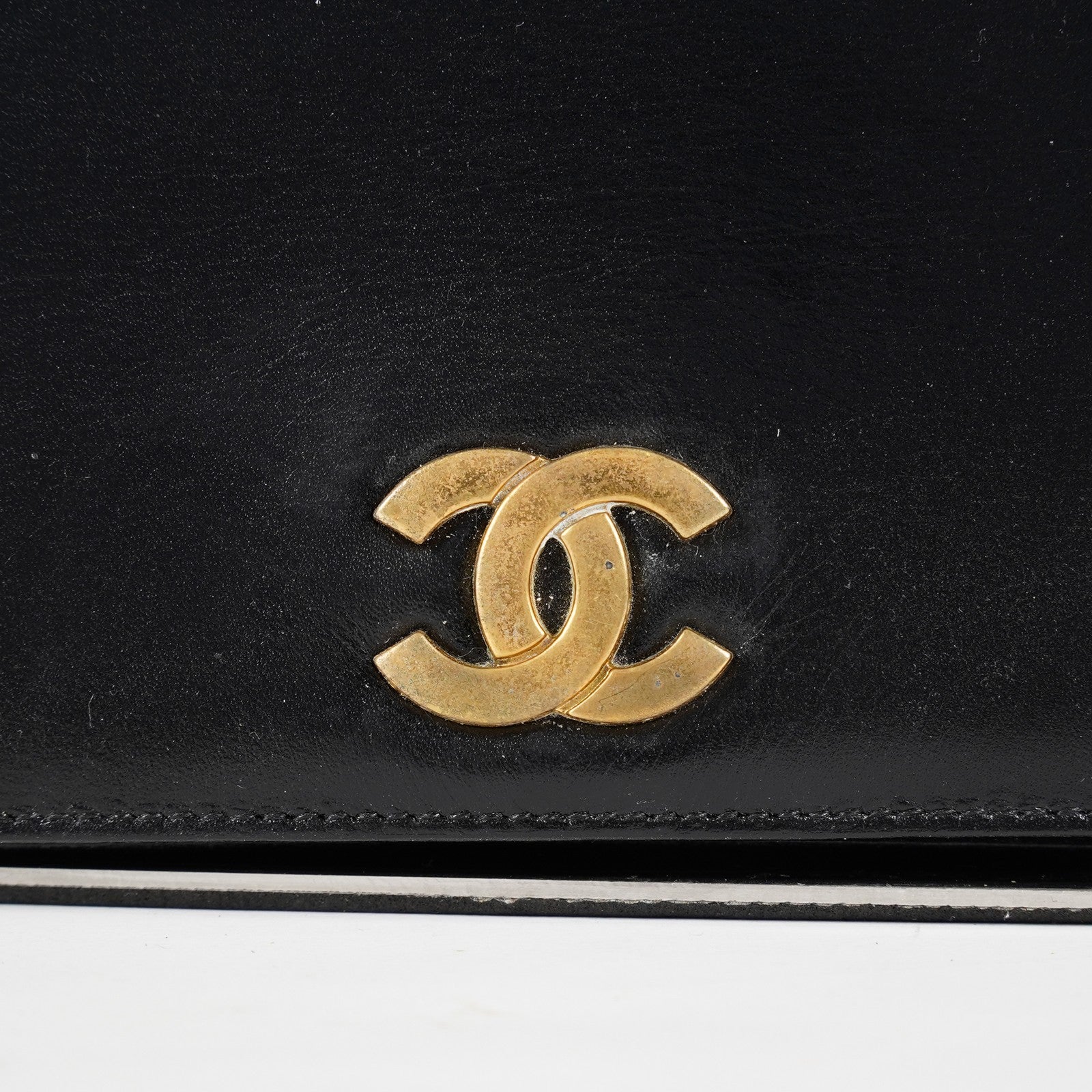 Chanel Calfskin Flap Chain Shoulder Bag 25cm Black Used Vintage CC 08E1011440006