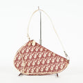 Christian Dior Saddle Bag Trotter Canvas Bordeaux Beige Silver HW 09E223121010
