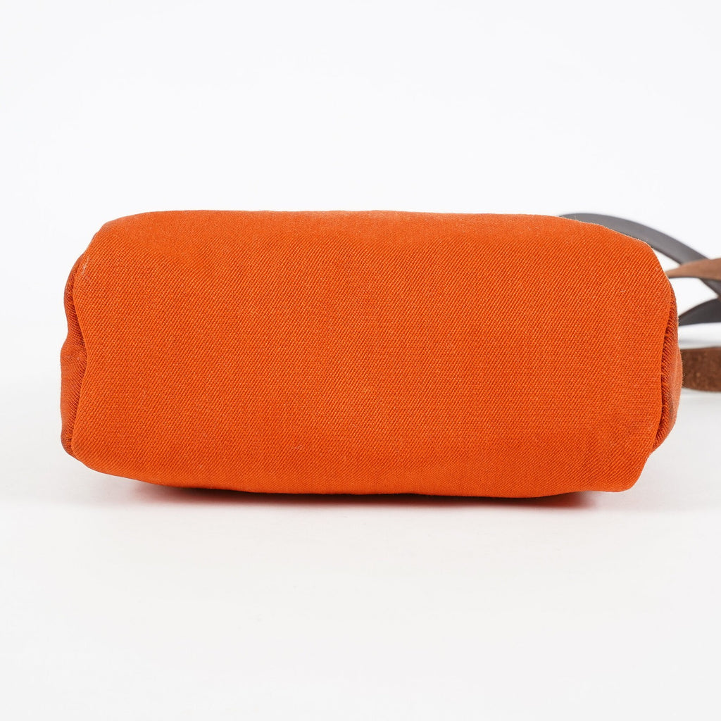Hermes Herbag TPM Toile Canvas Leather Orange 2way Handbag Bag 07E275500012