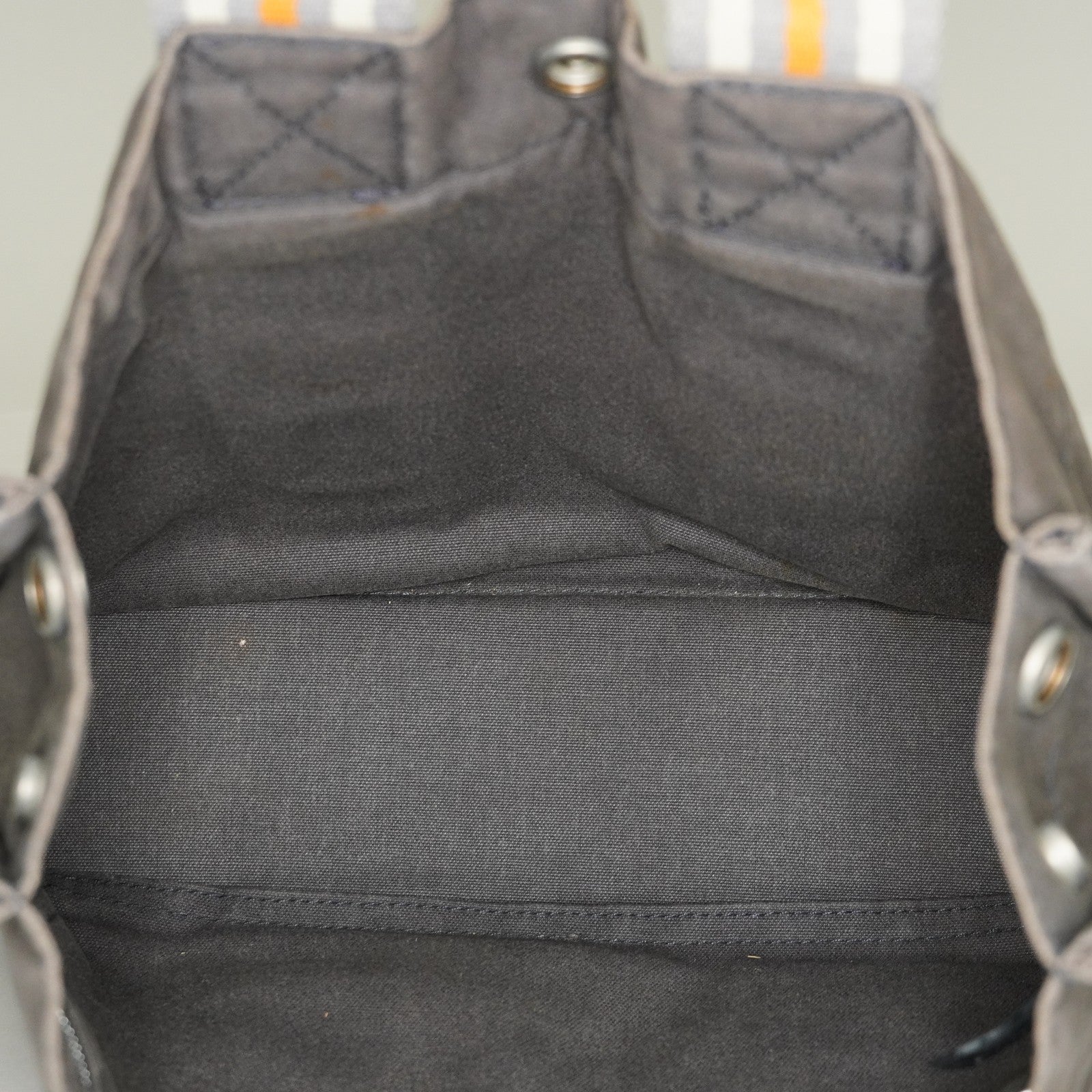 Hermes Fourre-Tout PM Tote Bag Canvas Gray Used Vintage Handbag 07E13825007
