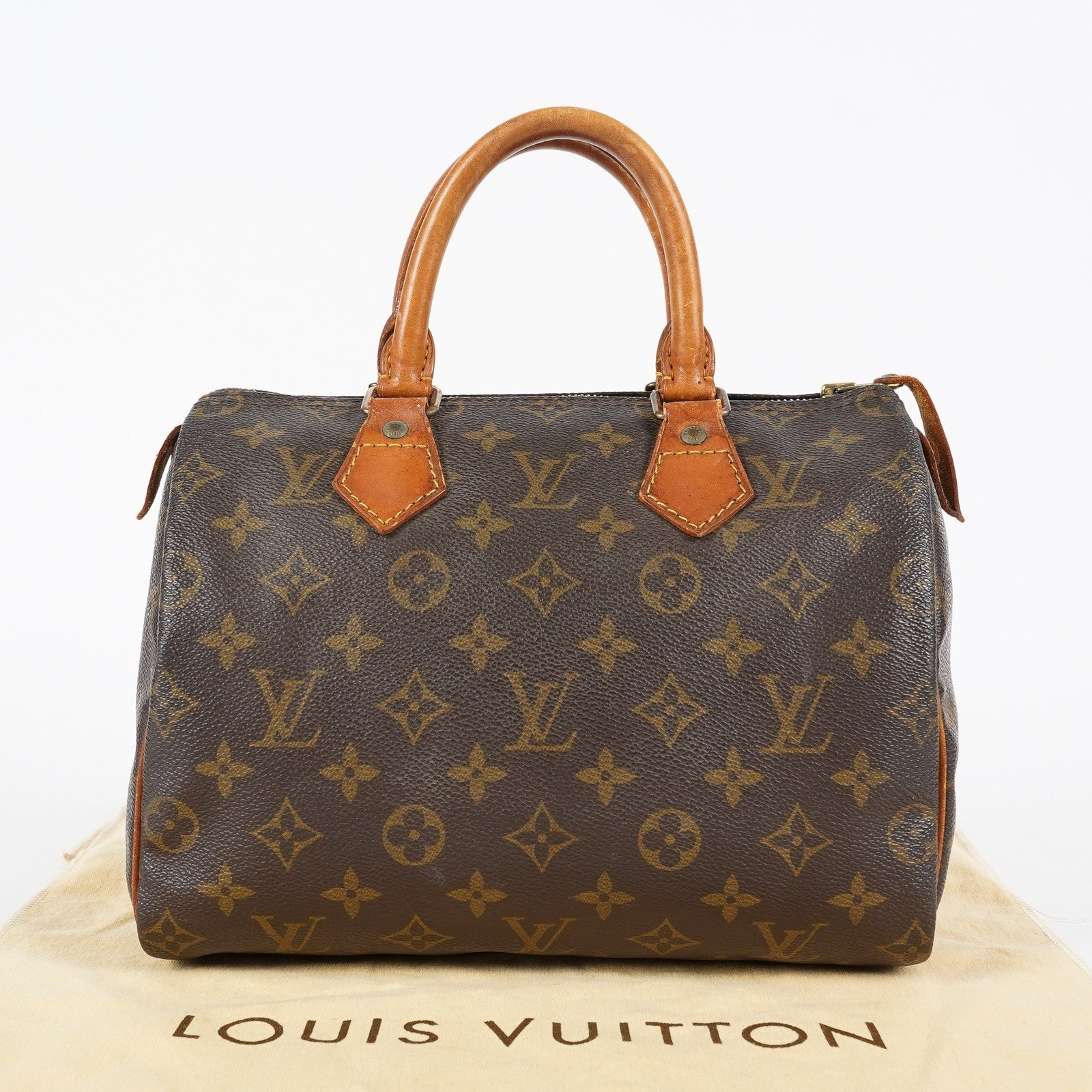 Louis Vuitton Monogram Speedy 25 Brown Coated Canvas M41528 Vintage 07E425830012