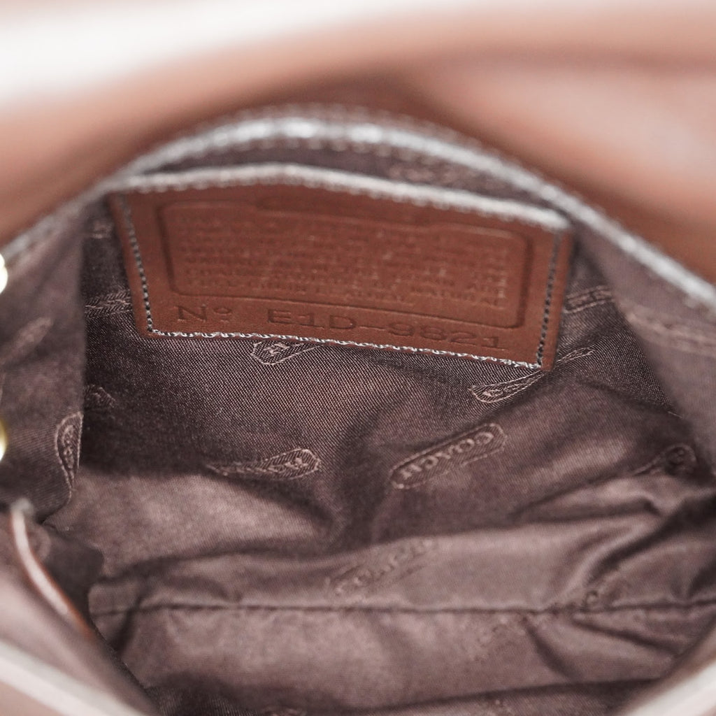 COACH 9821 Vintage Brown Glove-Tanned Leather Flap Shoulder Bag Used 08M23623217