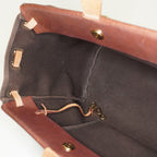 HERMES Herbag Cabas PM Brown Canvas & Leather Tote Bag Used Vintage 07A185720031