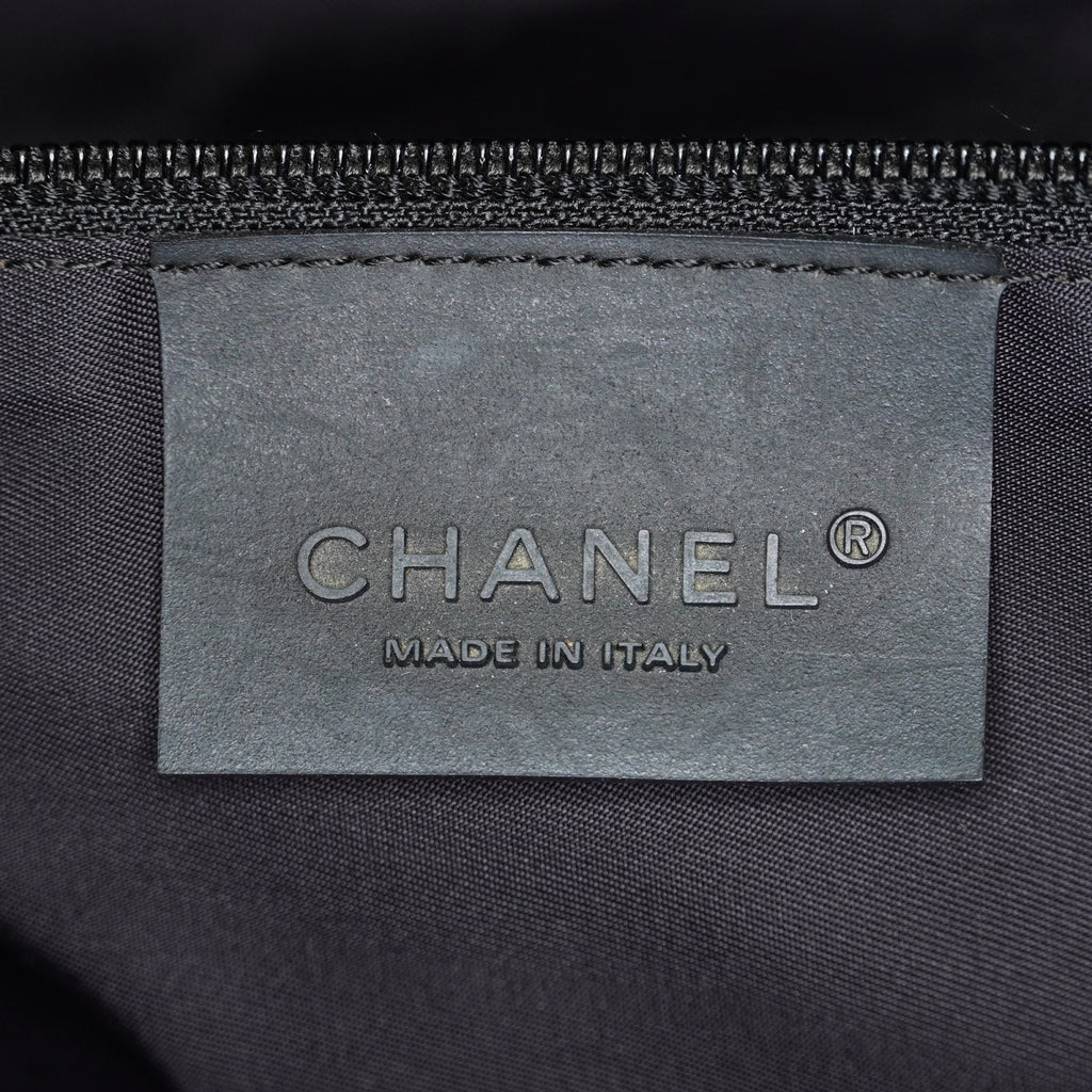 CHANEL Sports Line Boston Bag 40cm Black Canvas Used Vintage Duffle 07E186930027